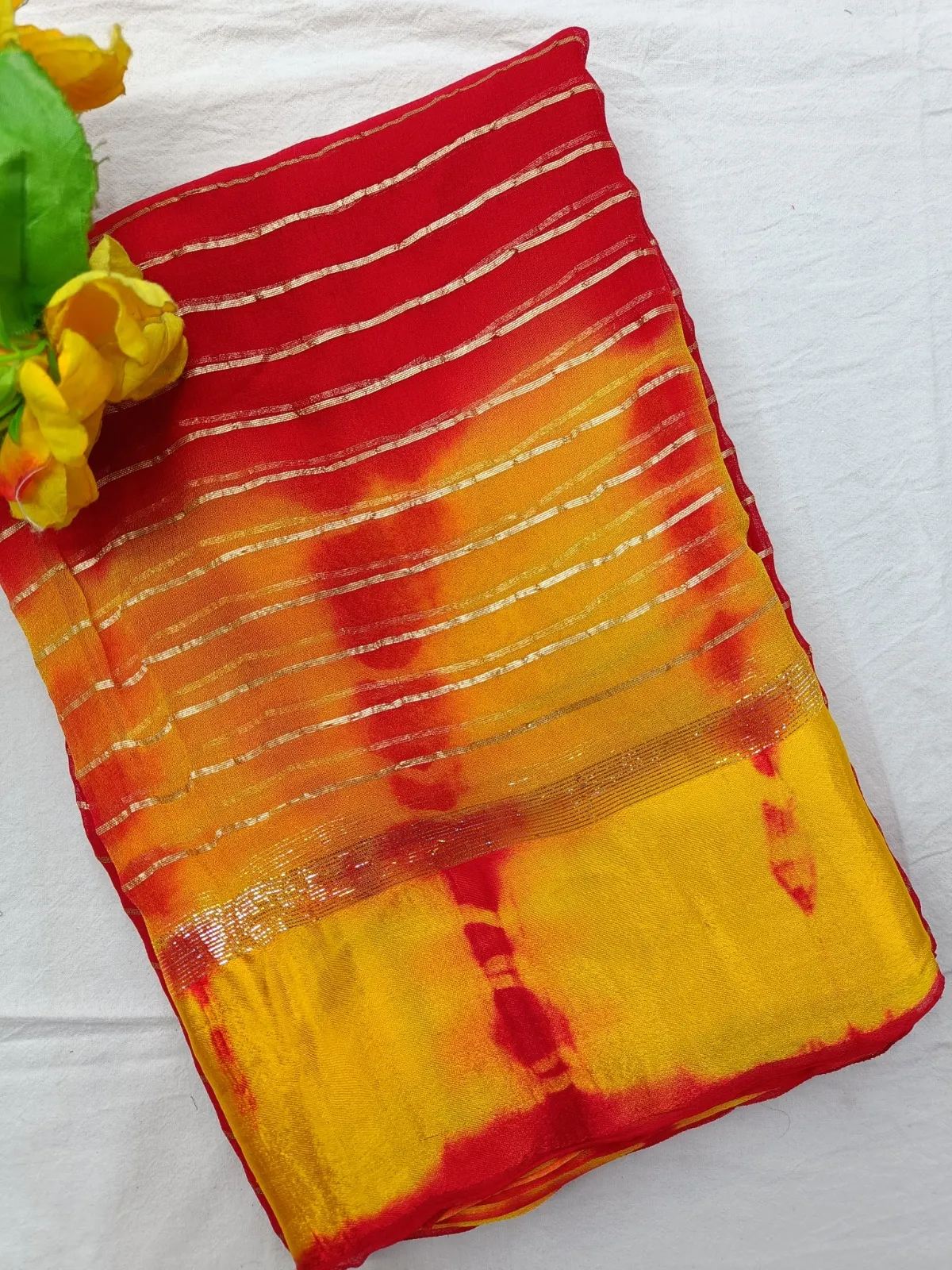 Trendy Pading Zari Stripe Georgette Saree
