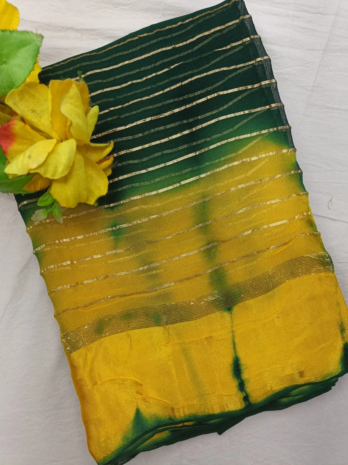 Trendy Pading Zari Stripe Georgette Saree