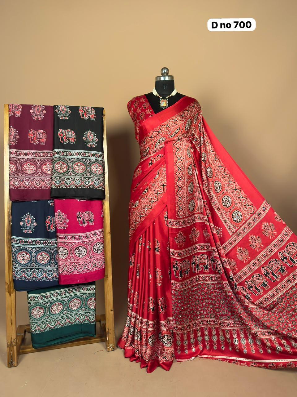 Modal silk saree with mirror work