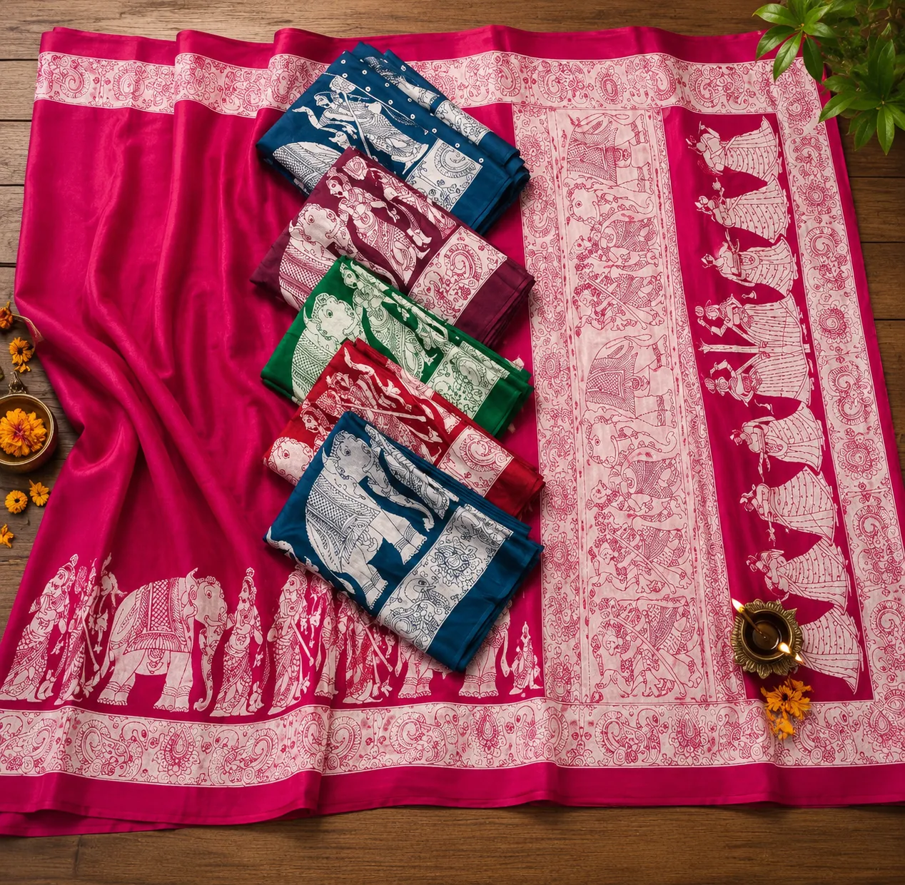 Semi modal silk kalamkari 