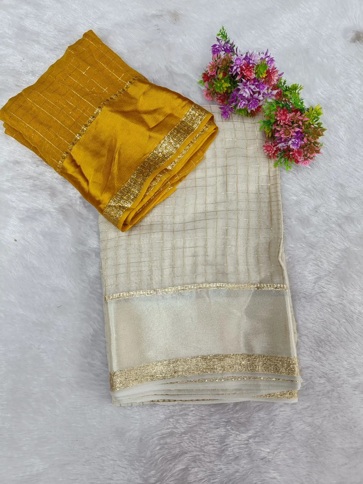 VISCOSE ZARI WHITE SAREE