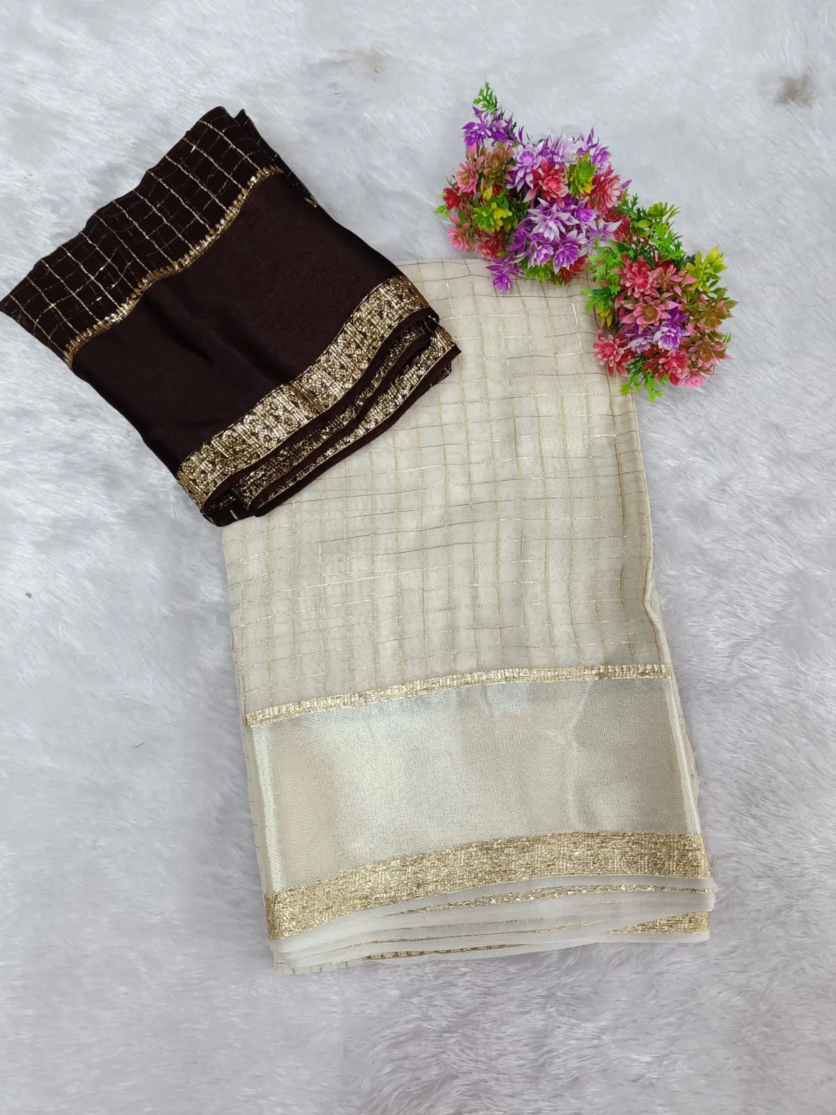 VISCOSE ZARI WHITE SAREE