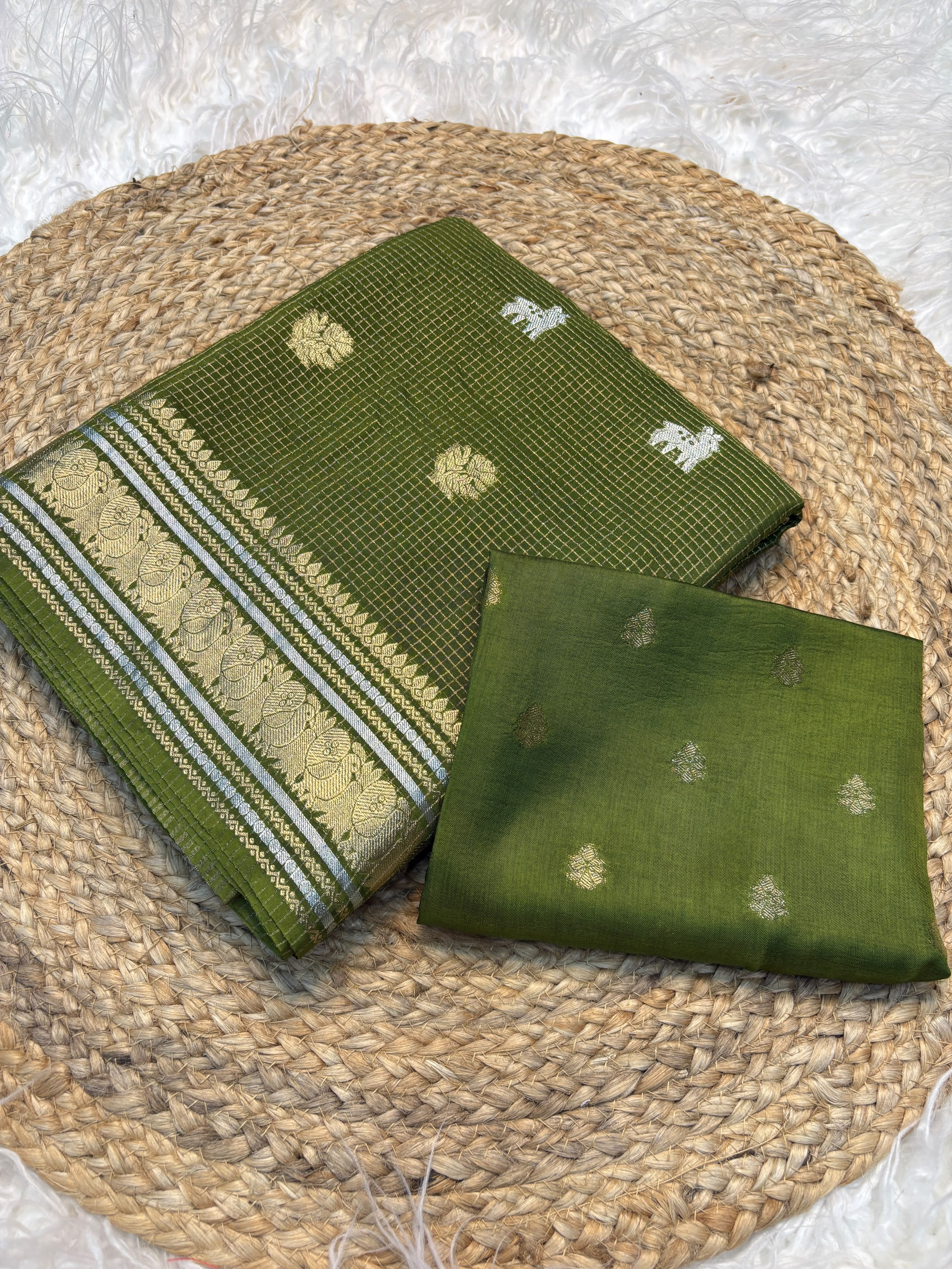 Golden silver Pure saree