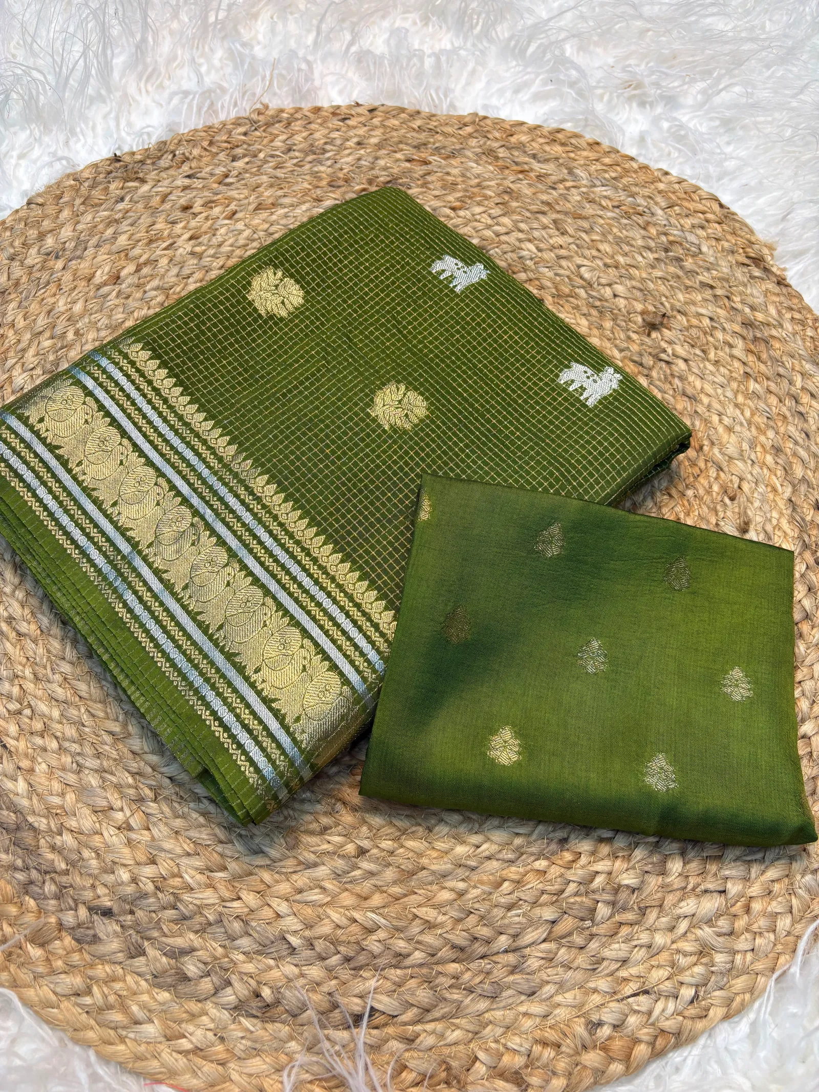 Golden silver Pure saree