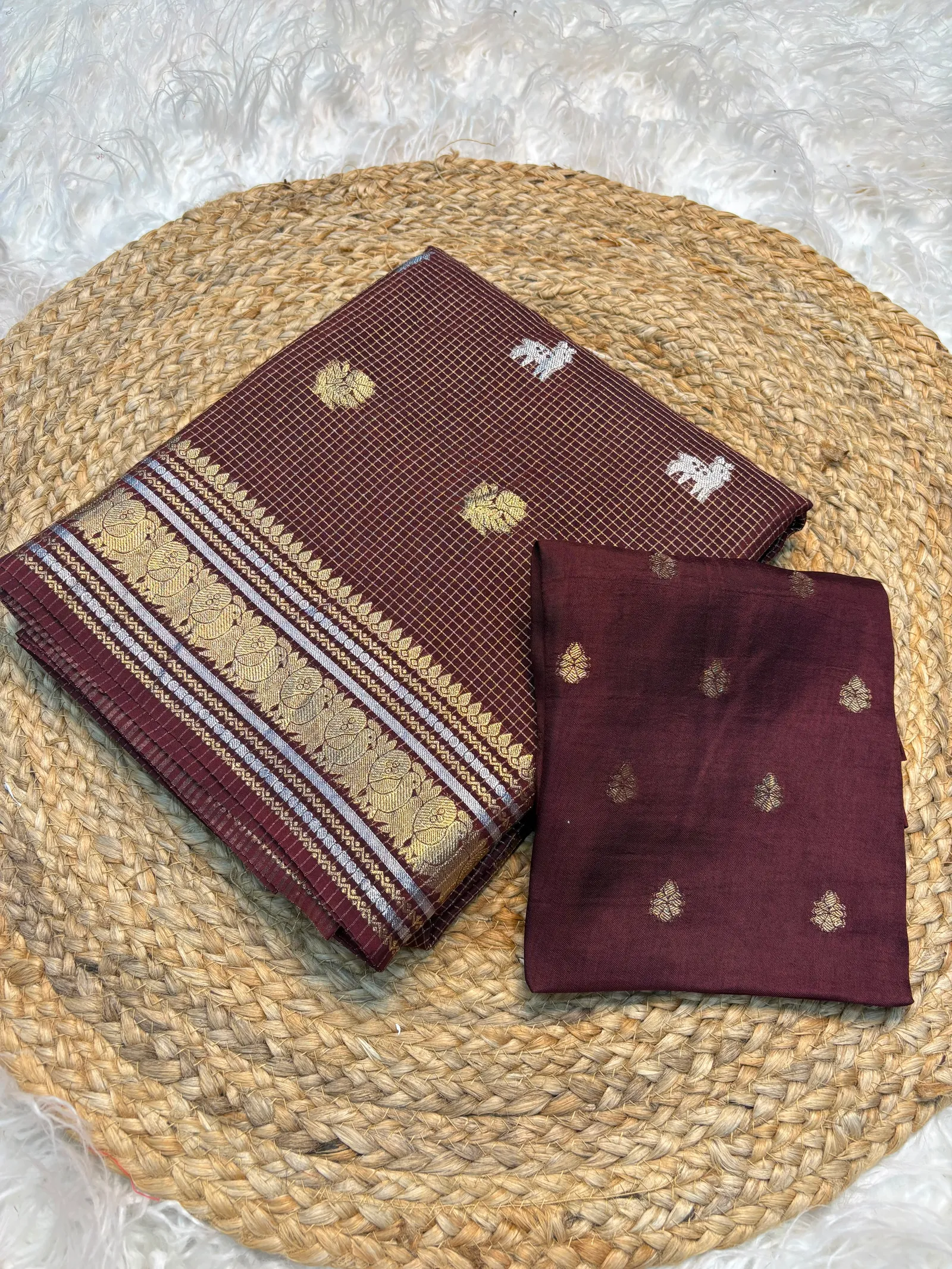 Golden silver Pure saree