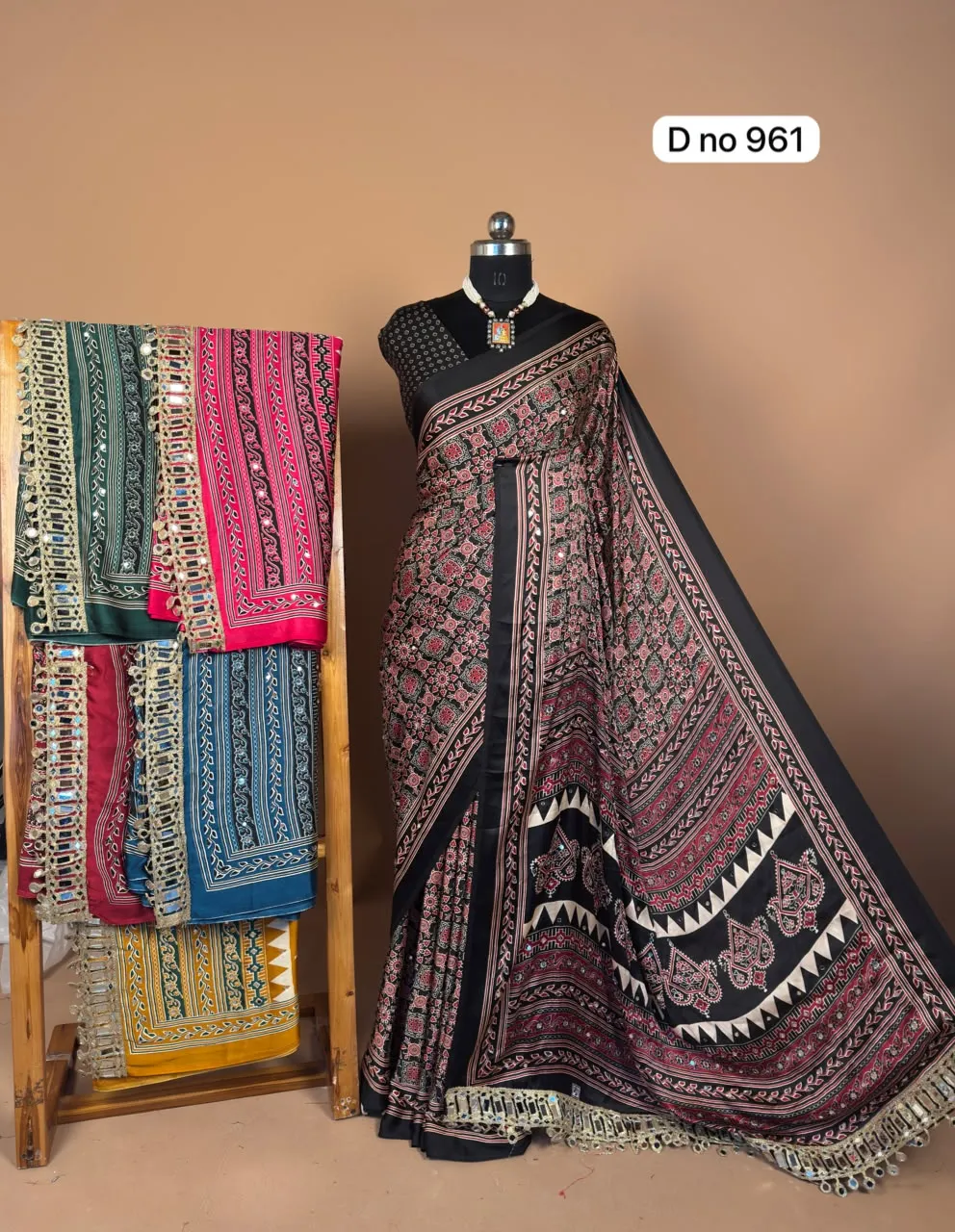 Hand craft mirror work saree